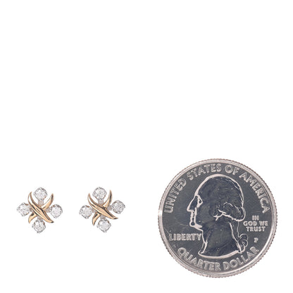 Tiffany Platinum 18K Yellow Gold Diamond Schlumberger Lynn Earrings 2 of 4