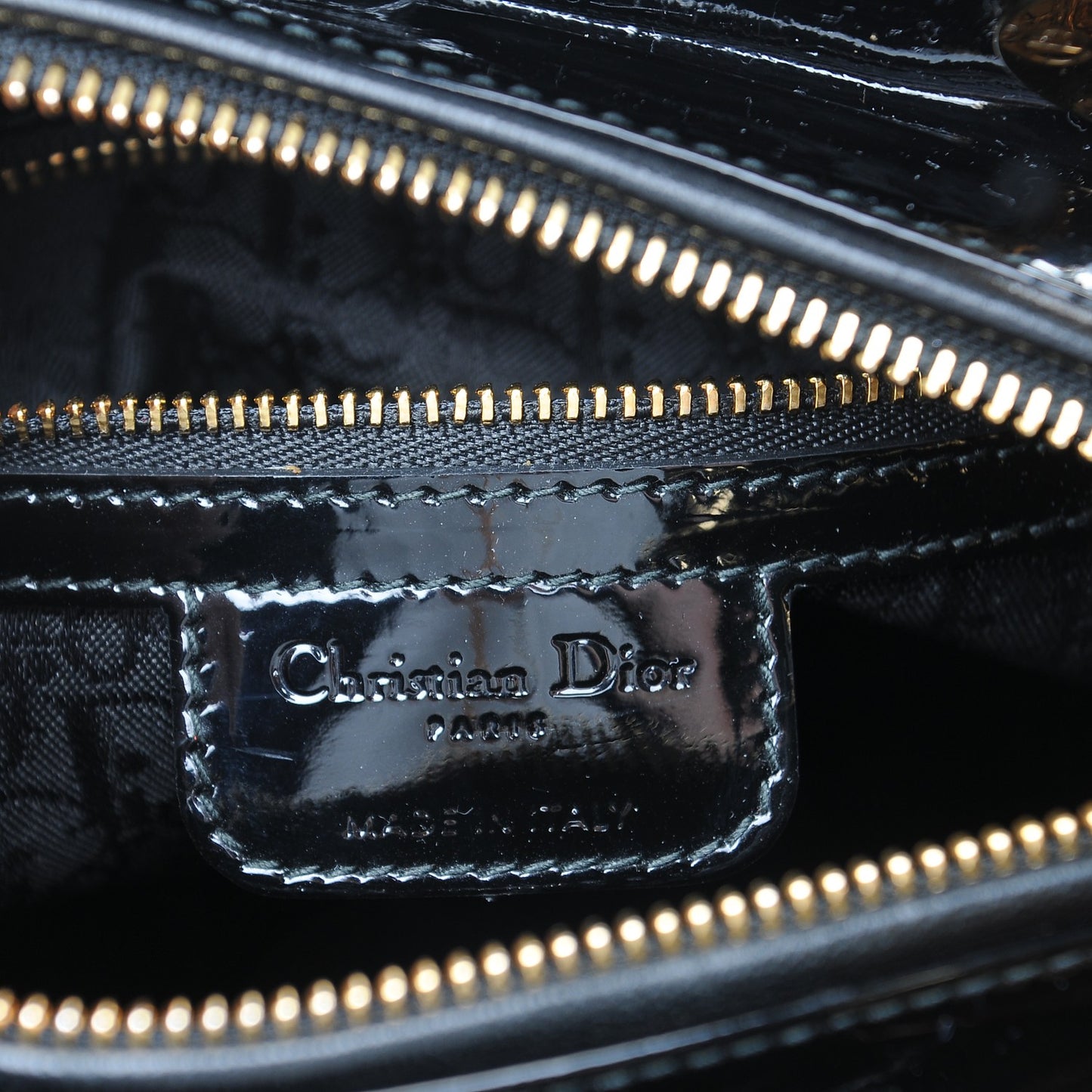 Patent Cannage Medium Lady Dior Black
