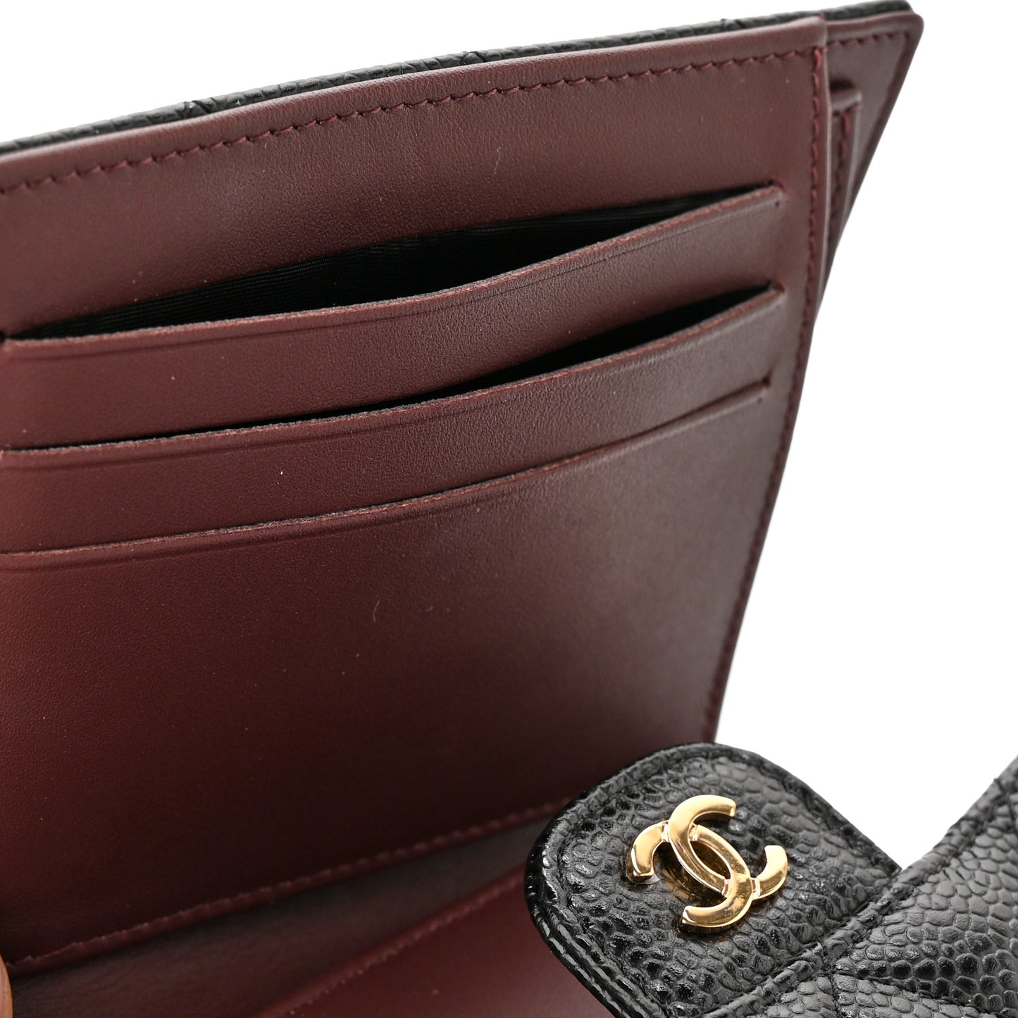 Caviar Quilted Compact Flap Wallet Black