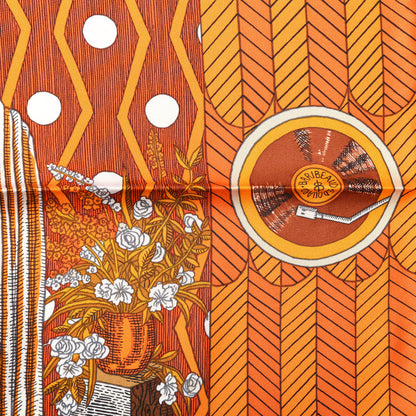 Hermes Silk La Danse Des Amazones Scarf 90 Orange Brun White 12 of 12
