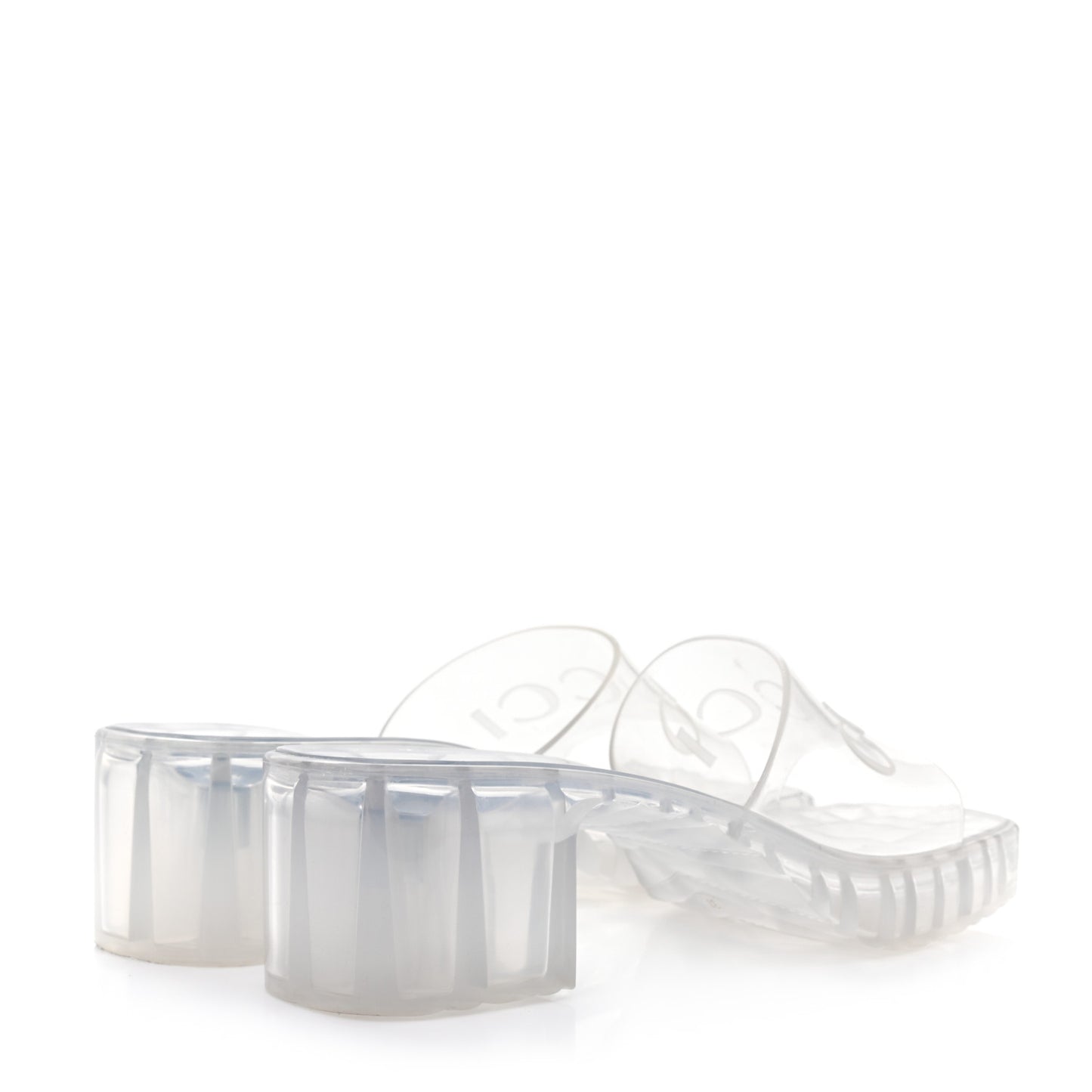 Rubber Gucci Logo Womens Platform 20/60mm Slide Sandals 37 Transparent