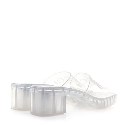 Gucci Rubber Gucci Logo Womens Platform 20/60mm Slide Sandals 37 Transparent 4 of 8