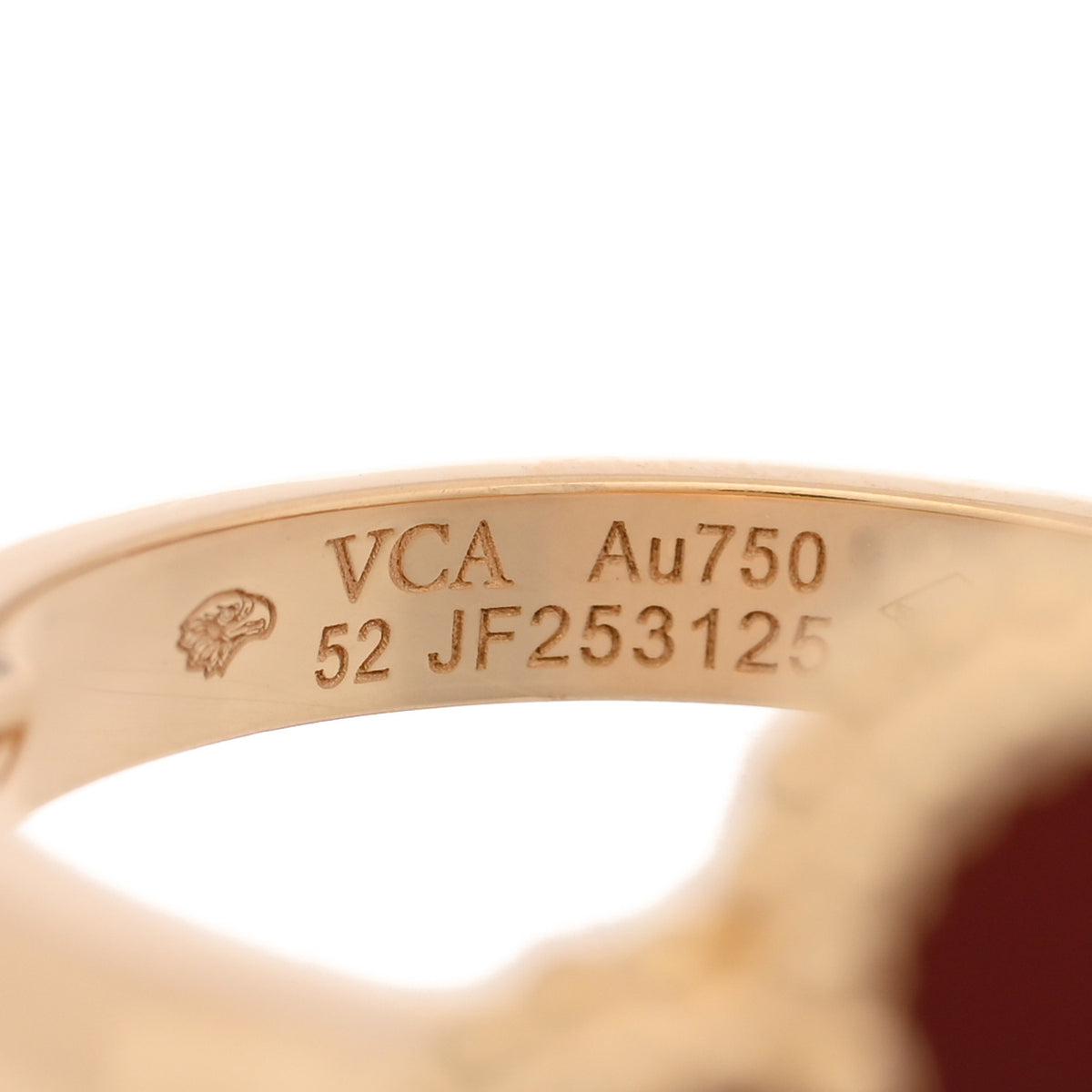 Van Cleef & Arpels 18K Yellow Gold Diamond Carnelian Vintage Alhambra Ring 52 6 4 of 5