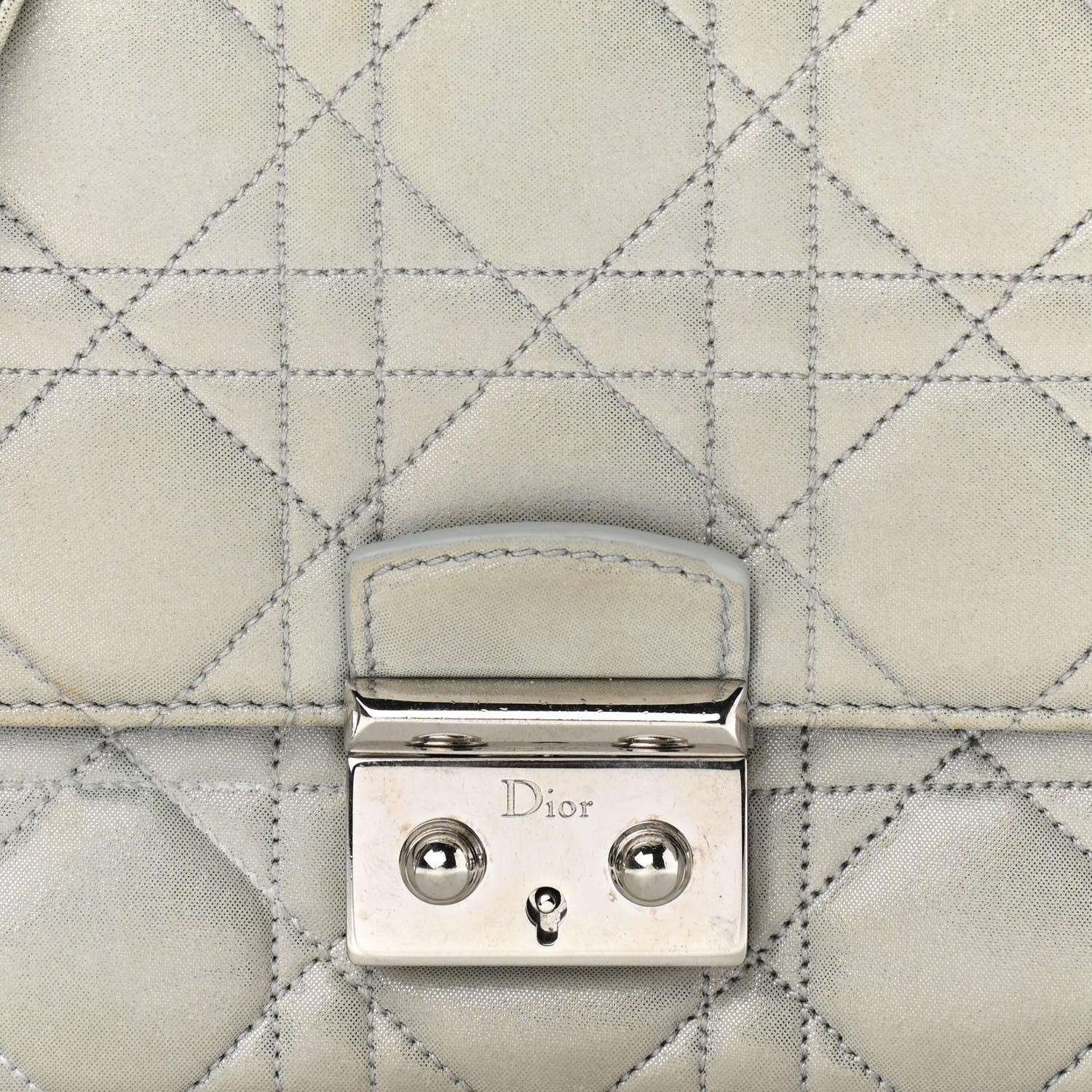Christian Dior Metallic Calfskin Cannage Miss Dior Promenade Pouch Grey 7 of 10