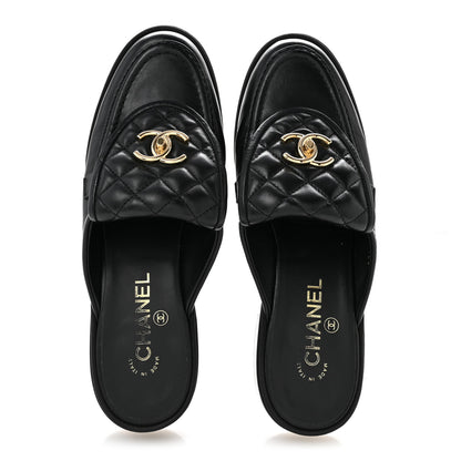 Chanel Lambskin Quilted CC Turnlock Mules 39.5 Black 2 of 11
