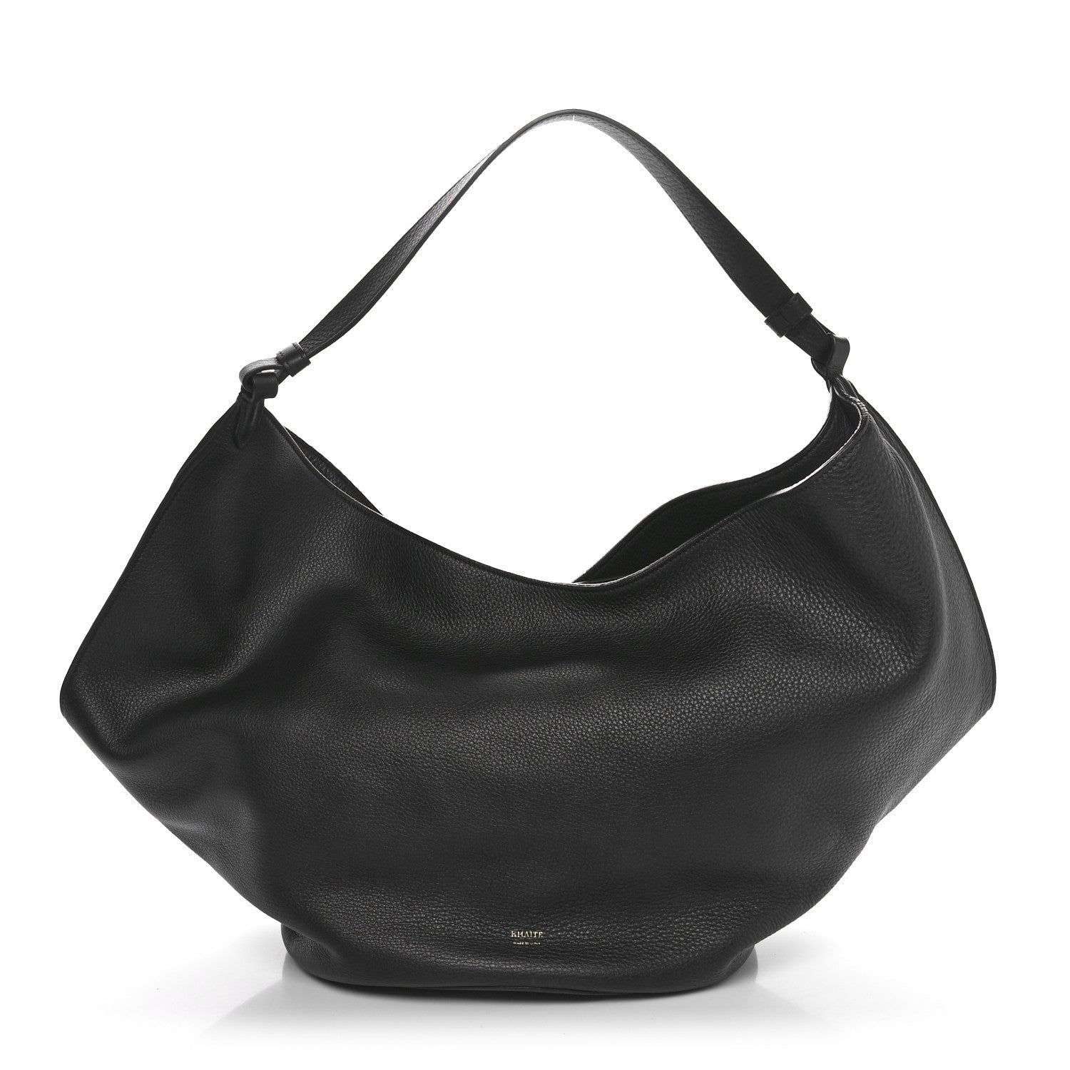 Khaite Pebbled Sport Calfskin Medium Lotus Tote Black 1 of 10