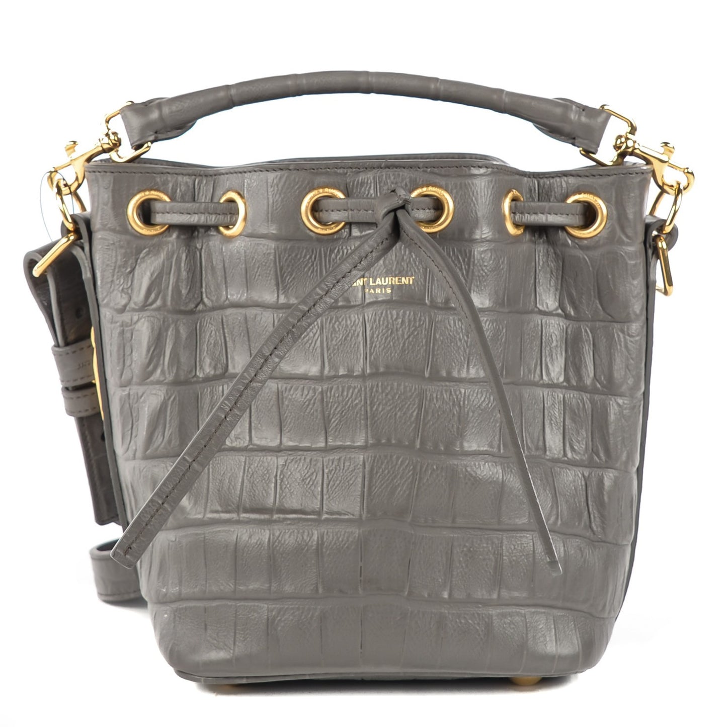Calfskin Crocodile Embossed Small Emmanuelle Bucket Earth