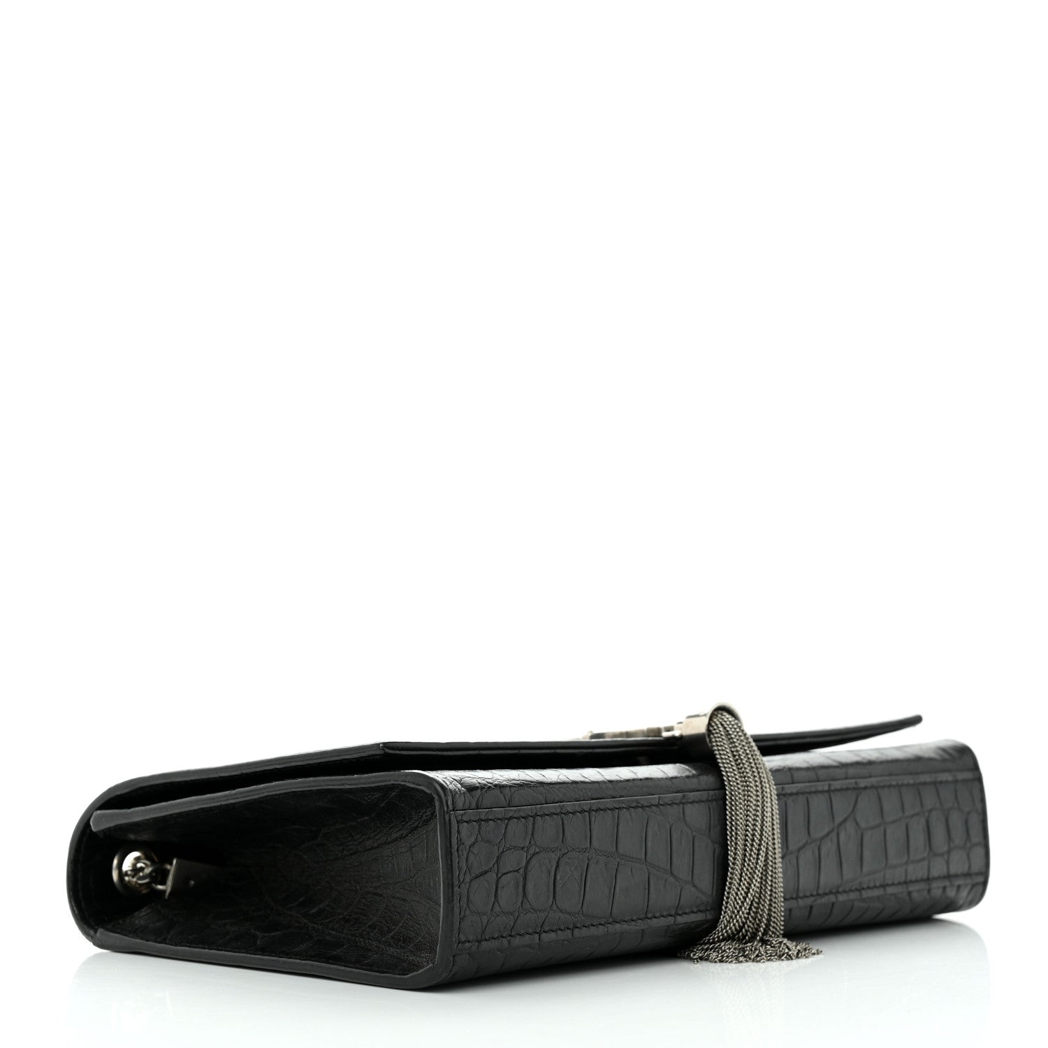 Saint Laurent Calfskin Crocodile Embossed Kate Monogram Tassel 4 of 11