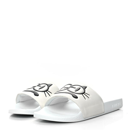 Gucci Nappa Interlocking G Cat Womens Pursuit Slide Sandals 39 Great White 3 of 6