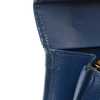 Prada Saffiano Metal Continental Flap Wallet Bleuette 7 of 9