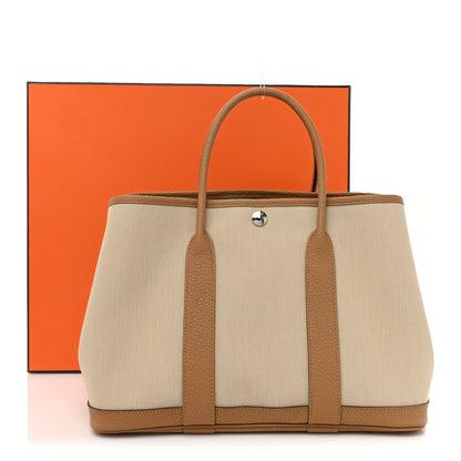 Hermes Toile Militaire Vache Country Garden Party 30 TPM Tote Beton Biscuit 13 of 13