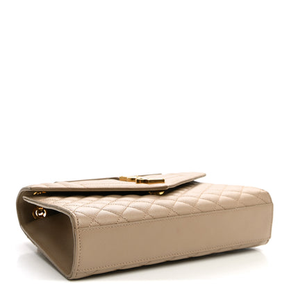 Saint Laurent Grain De Poudre Textured Mixed Matelasse Medium Triquilt Monogram Satchel Dark Beige 3 of 10