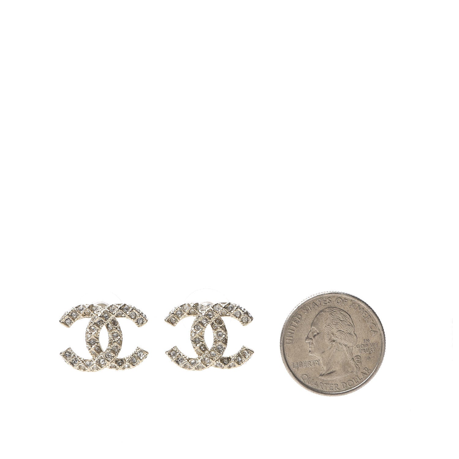 Chanel Crystal CC Earrings Light Gold 2 of 5