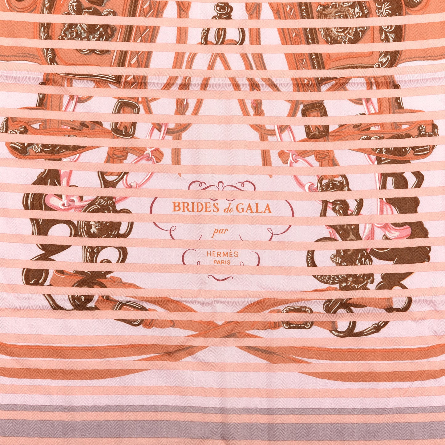 Cashmere Silk Brides De Gala Bayadere Fringe Scarf 90 Parme Rose Buvard Corail