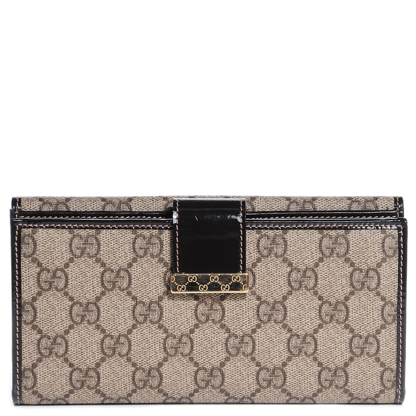 GG Plus Monogram Icon Bar Continental Flap Wallet Dark Brown