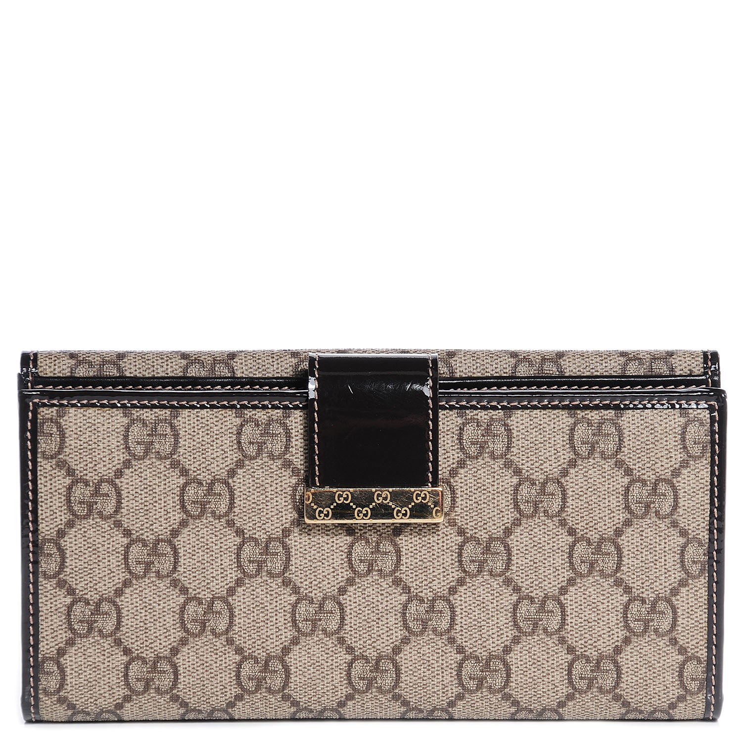 Gucci GG Plus Monogram Icon Bar Continental Flap Wallet Dark Brown 1 of 7