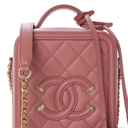 Chanel Caviar Quilted CC North South Filigree Vanity Case Pink 10 of 11