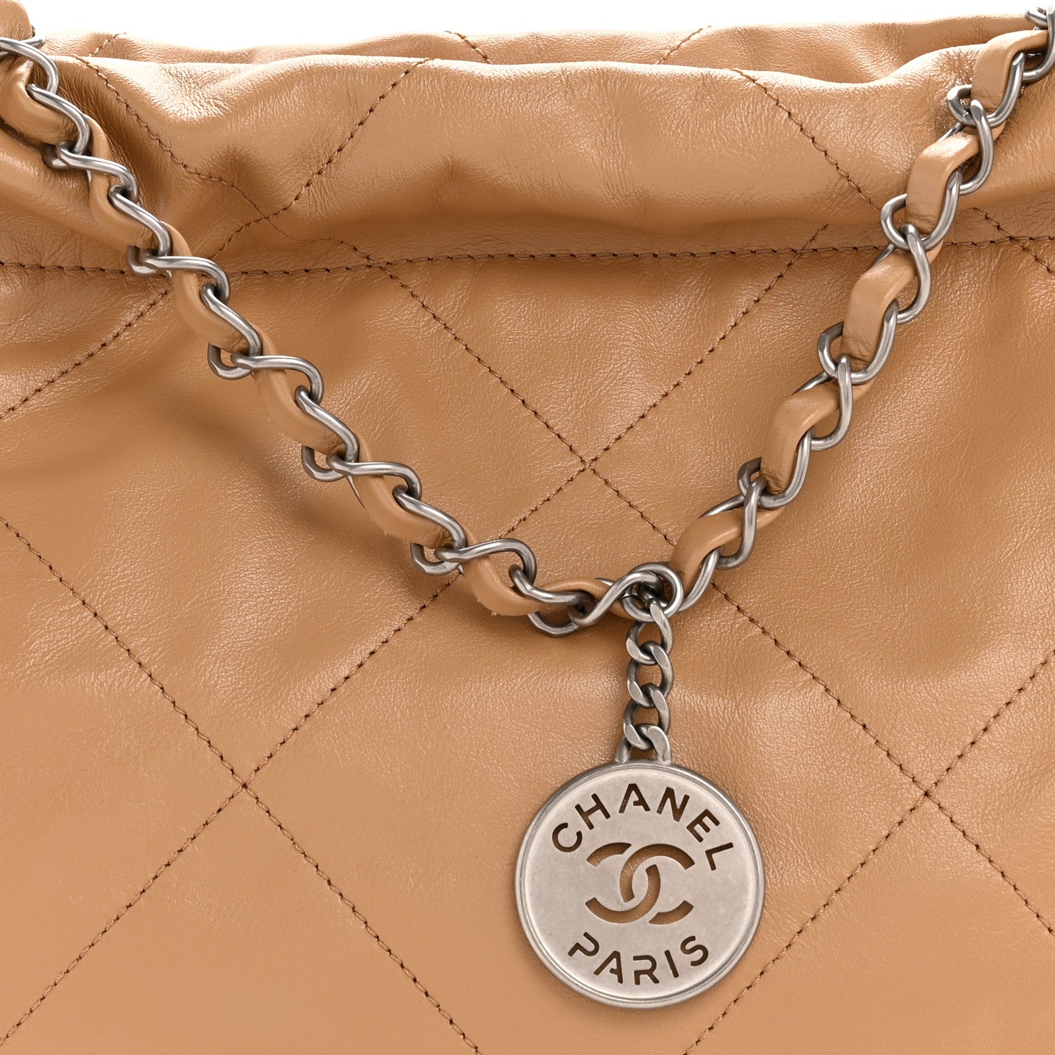 Chanel Shiny Calfskin Quilted Small Chanel 22 Beige 9 of 12