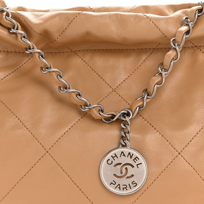 Chanel Shiny Calfskin Quilted Small Chanel 22 Beige 9 of 12