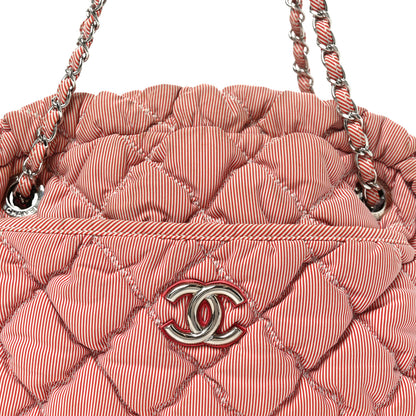 Chanel Nylon Bubble Quilt Shoulder Bag Red White 8 of 10