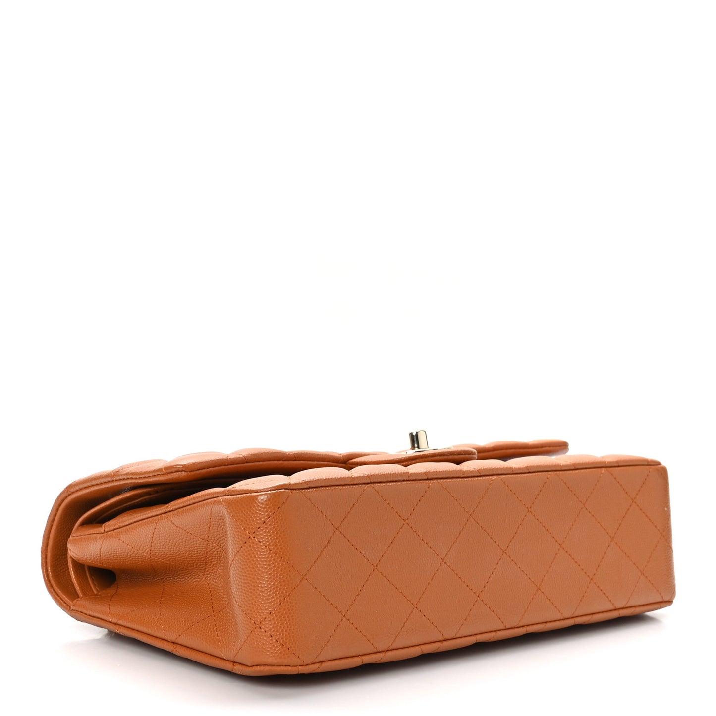 Caviar Quilted Medium Double Flap Light Brown