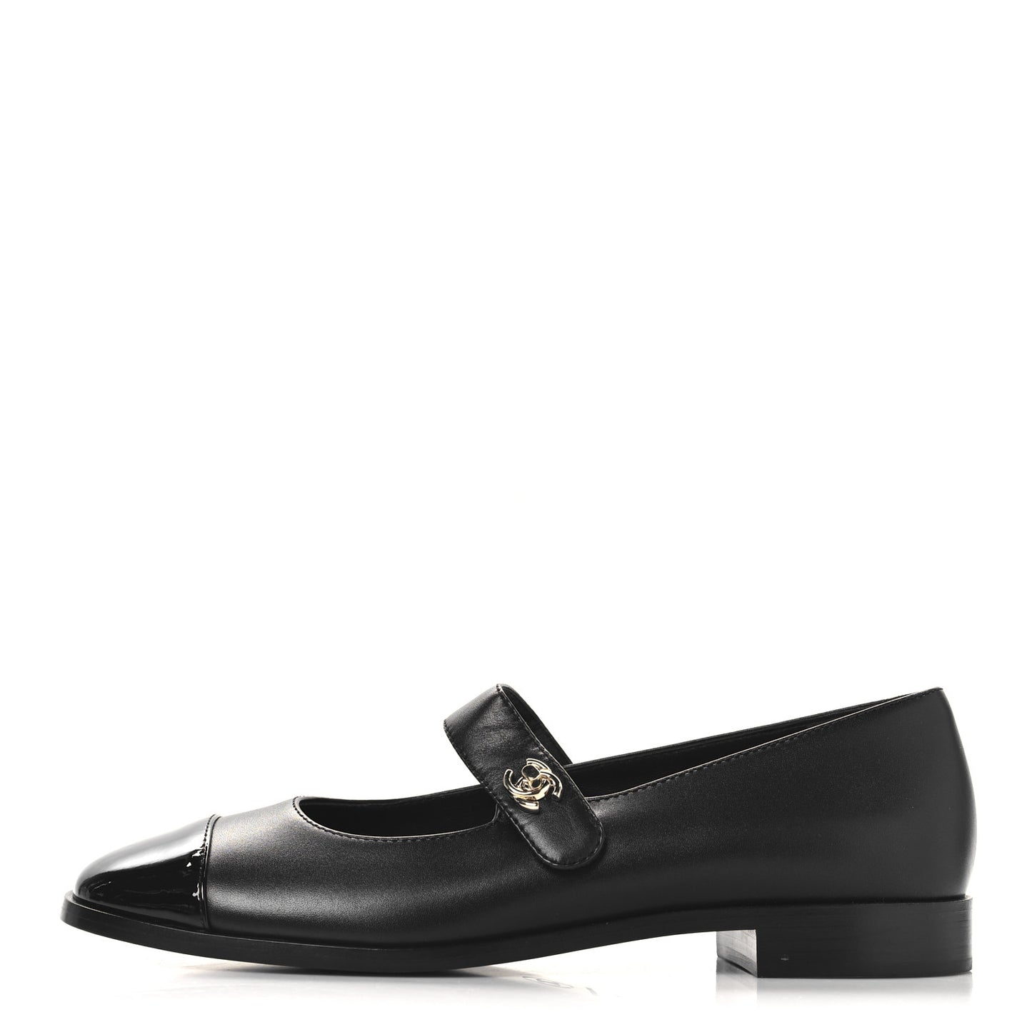 Calfskin Patent Mary Janes Flats 39 Black