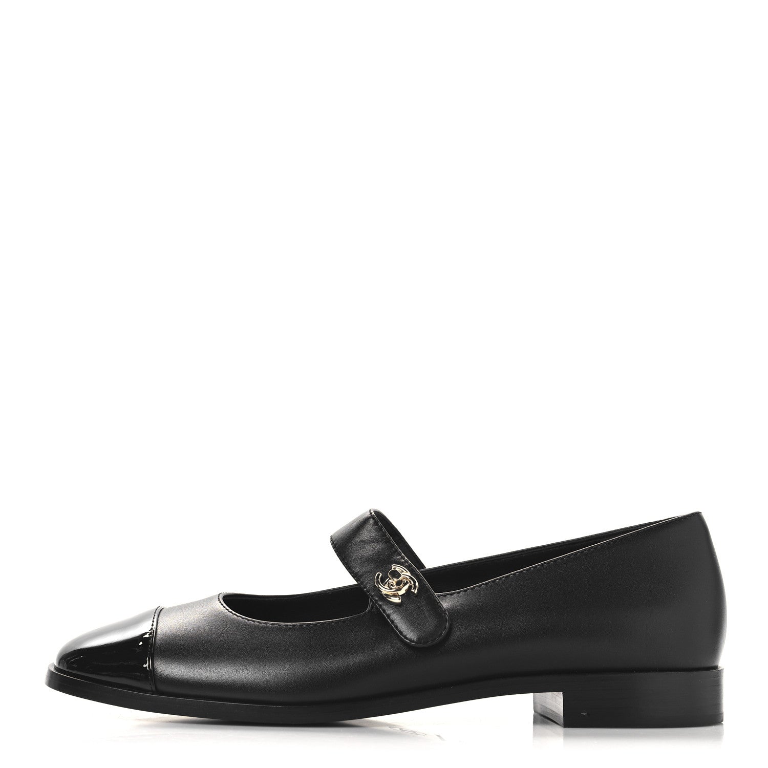 Chanel Calfskin Patent Mary Janes Flats 39 Black 1 of 9