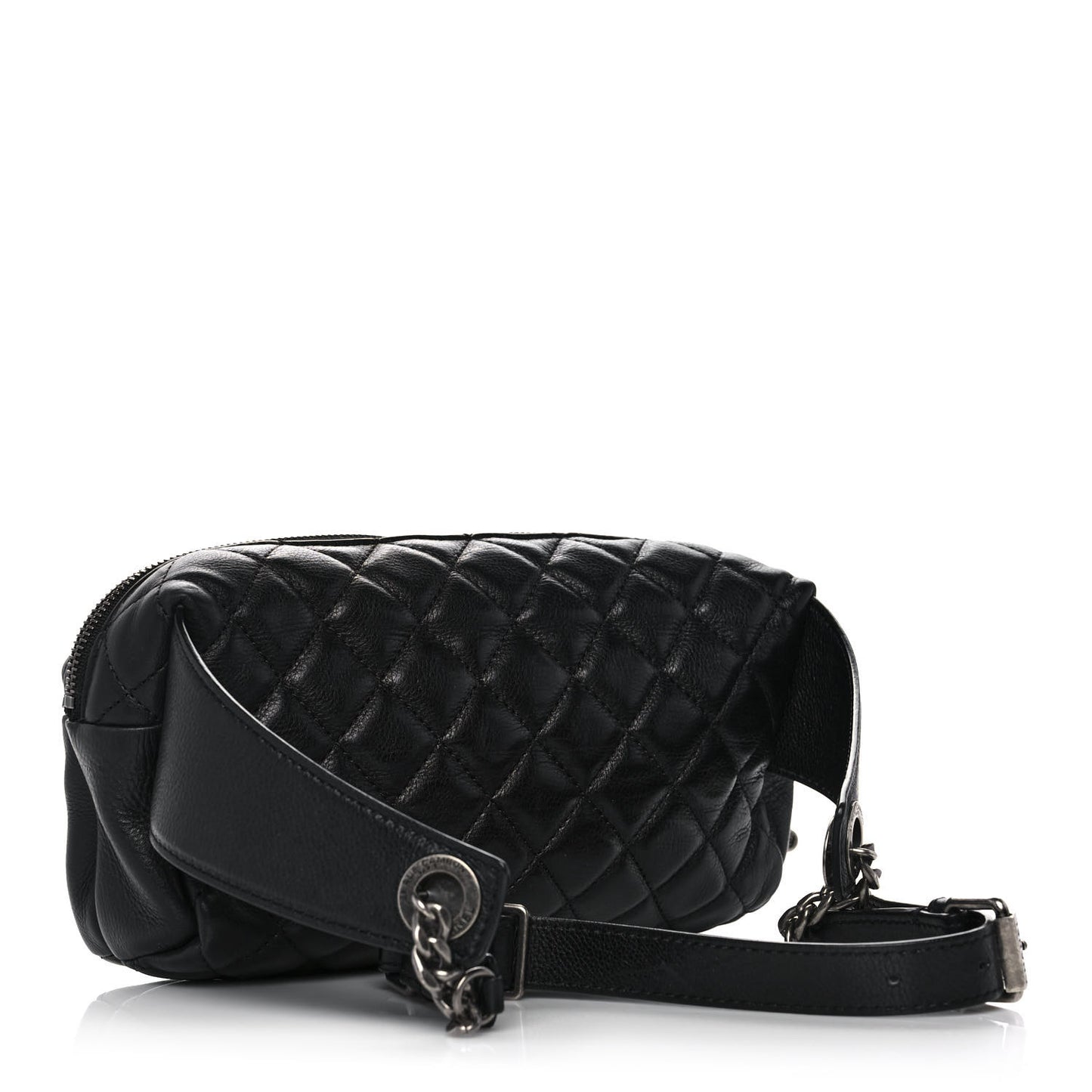 Calfskin Quilted Waist Bag Black
