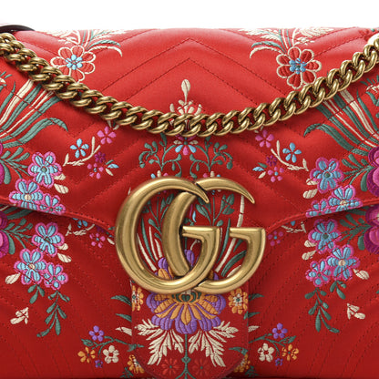 Gucci Jacquard Matelasse Floral Medium GG Marmont Shoulder Bag Red 15 of 15