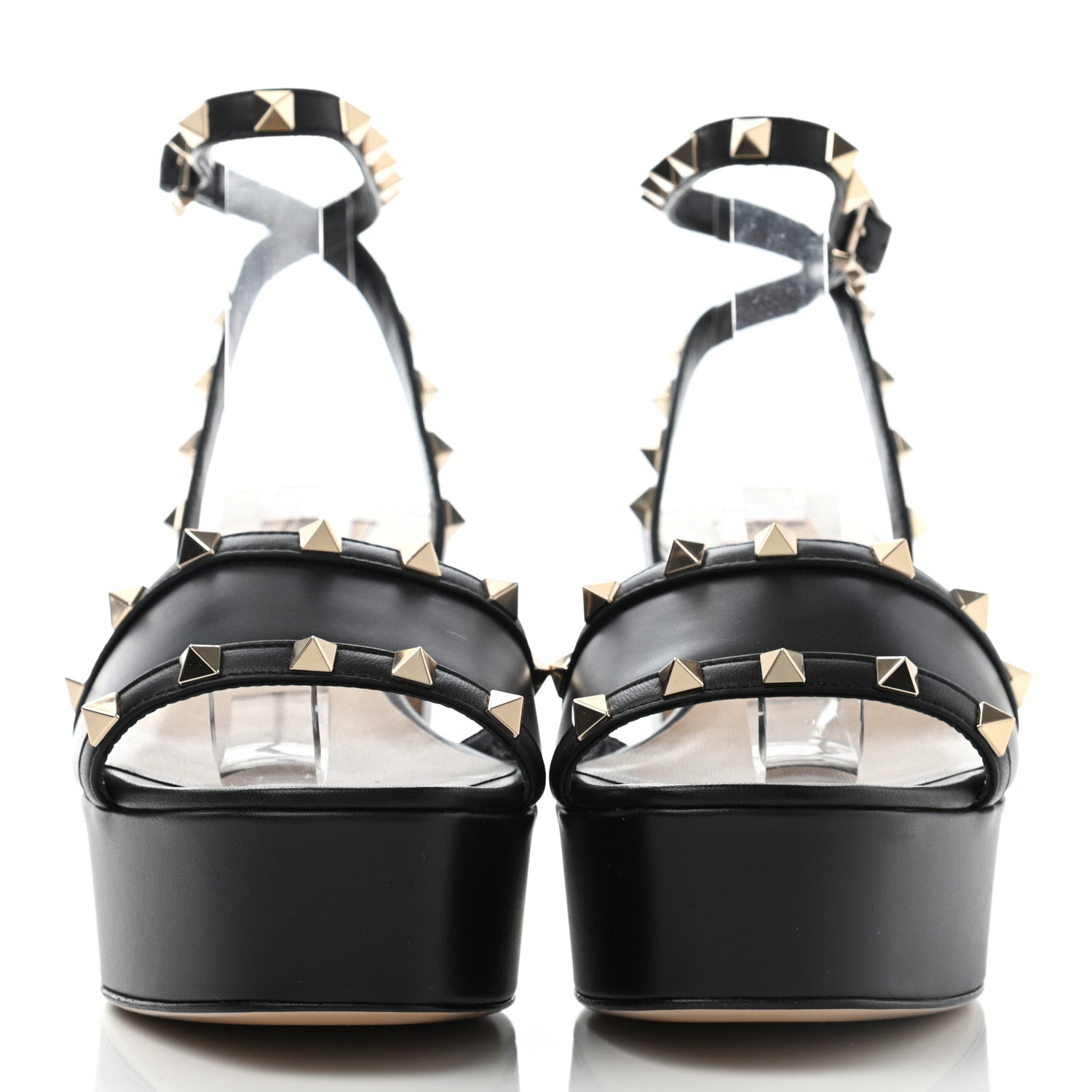 Valentino Garavani Calfskin Rockstud 35/75mm Platform Sandals 38.5 Black 2 of 8