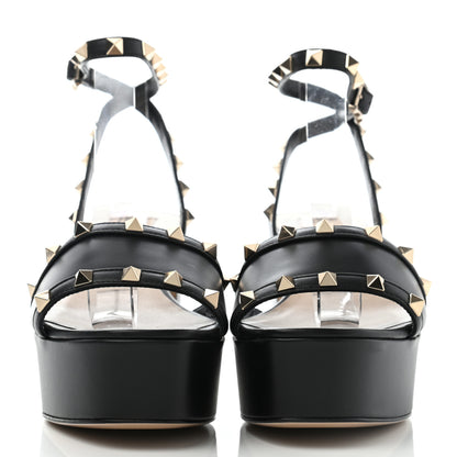 Valentino Garavani Calfskin Rockstud 35/75mm Platform Sandals 38.5 Black 2 of 8
