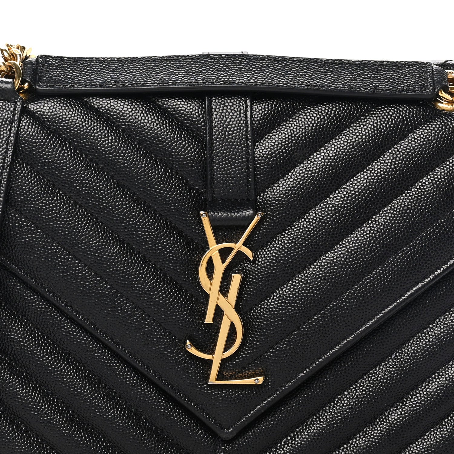 Saint Laurent Grain De Poudre Matelasse Chevron Medium Monogram Satchel Black 7 of 10