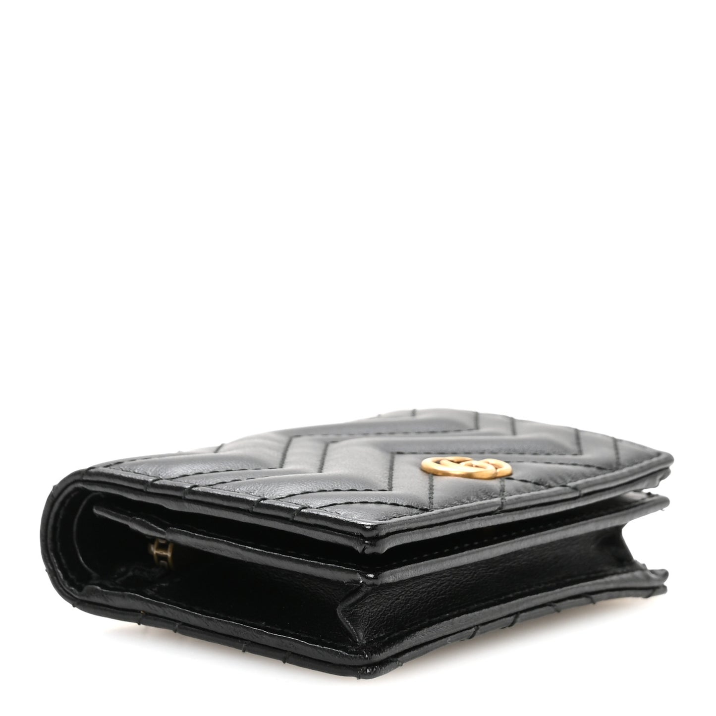 Calfskin Matelasse GG Marmont Card Case Wallet Black
