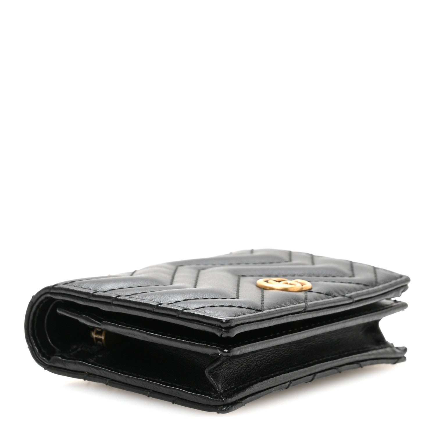 Gucci Calfskin Matelasse GG Marmont Card Case Wallet Black 4 of 8