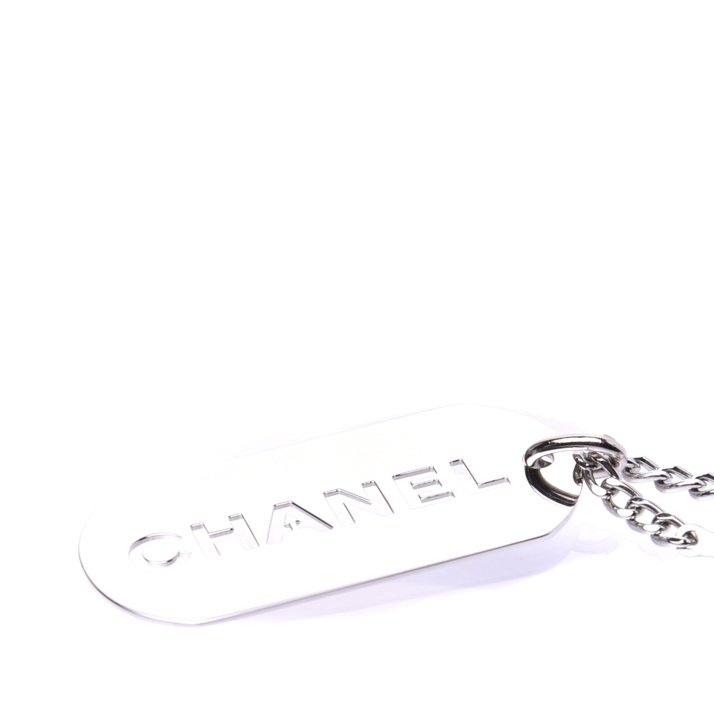 Dog Tag Key Charm Silver