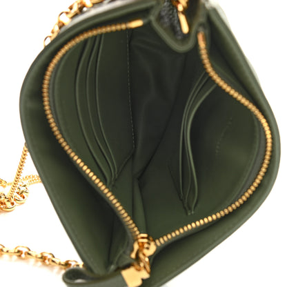 Christian Dior Calfskin Cannage Caro Zipped Pouch With Chain Cedar Green 5 of 10