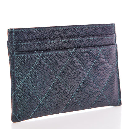 Chanel Iridescent Caviar Quilted Filigree Card Holder Dark Turquoise 3 of 10