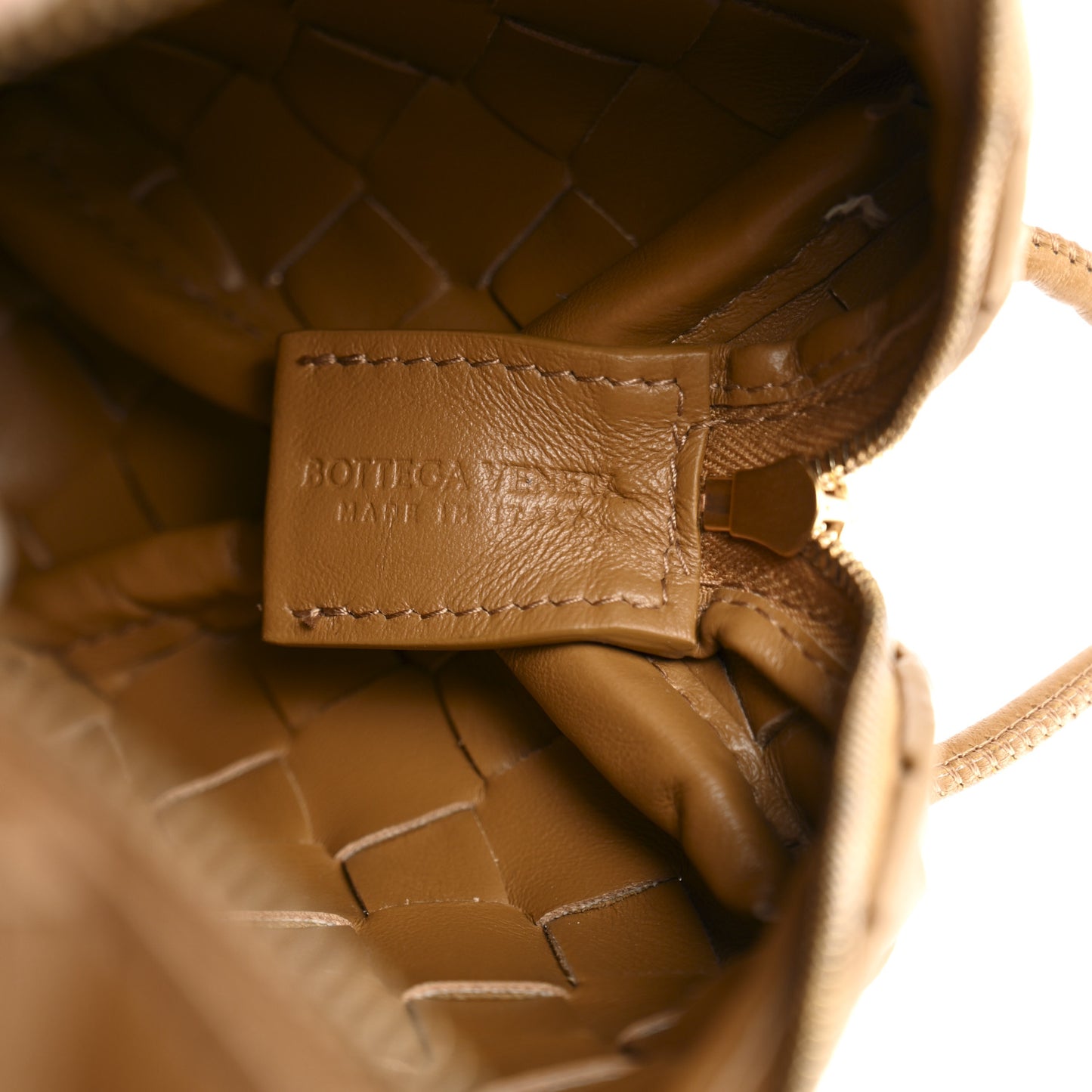 Nappa Intrecciato Mini Loop Camera Bag Camel