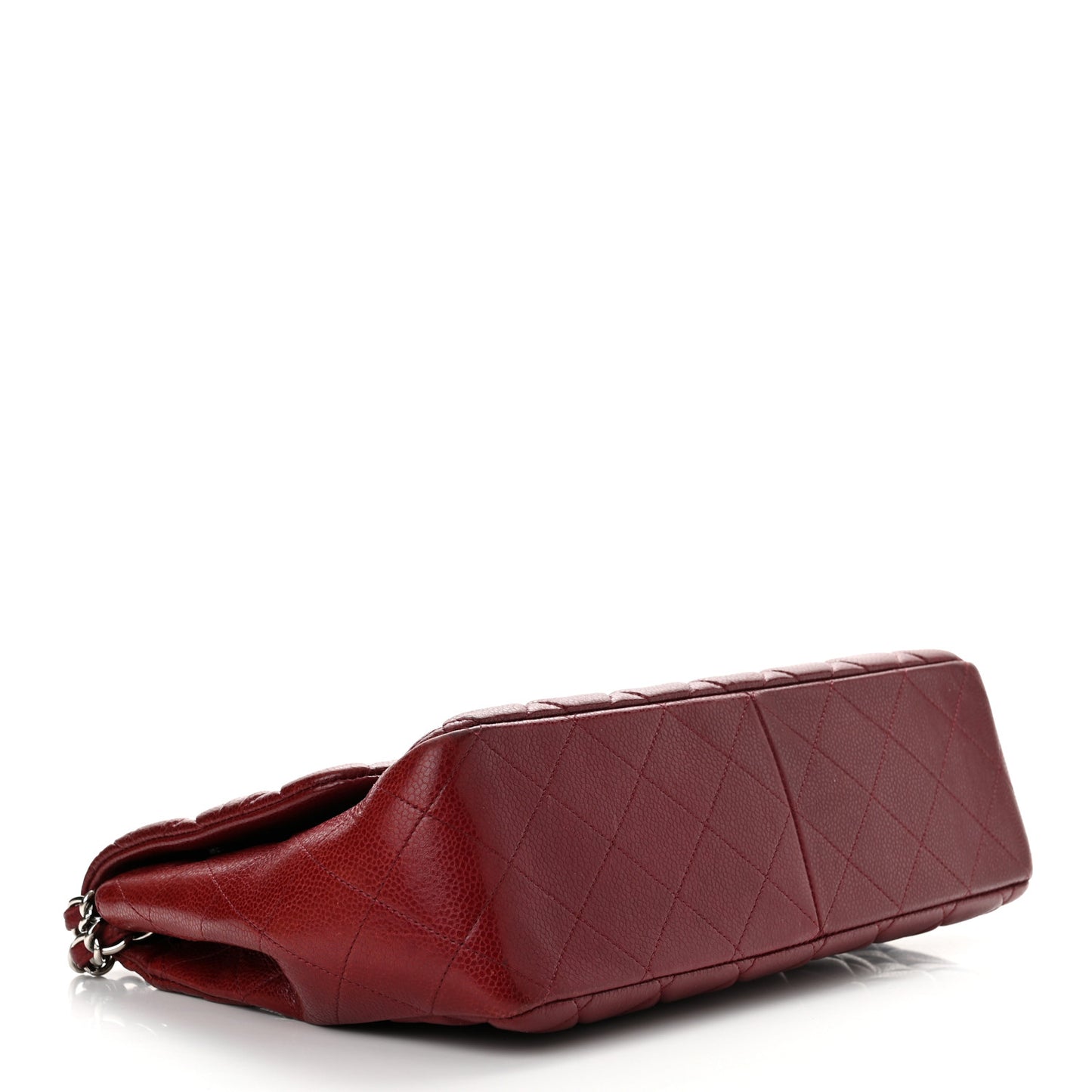 Caviar Quilted Jumbo Single Flap Dark Red