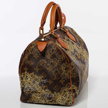 Louis Vuitton Monogram Dentelle Speedy 30 Gold 3 of 8