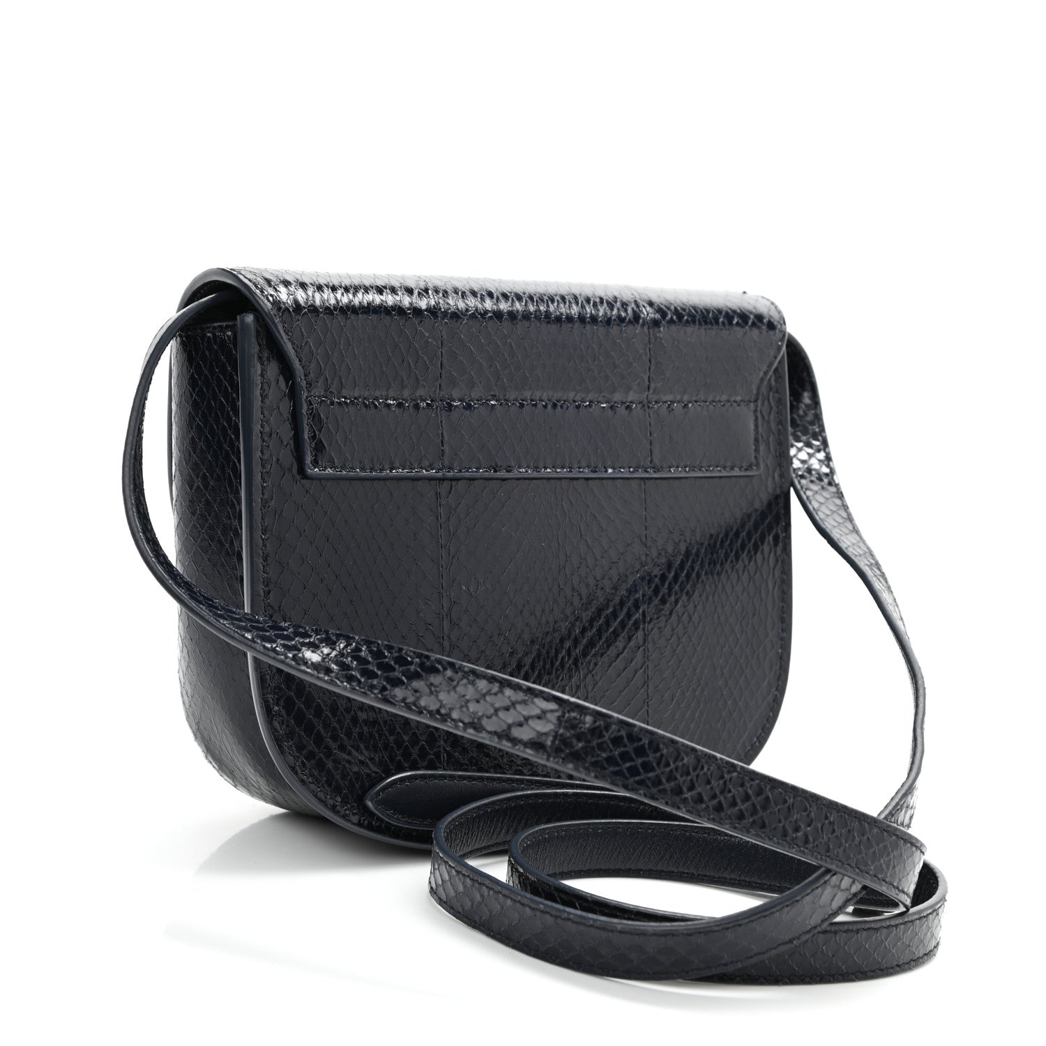 Saint Laurent Snakeskin Small Kaia Satchel Navy 3 of 9