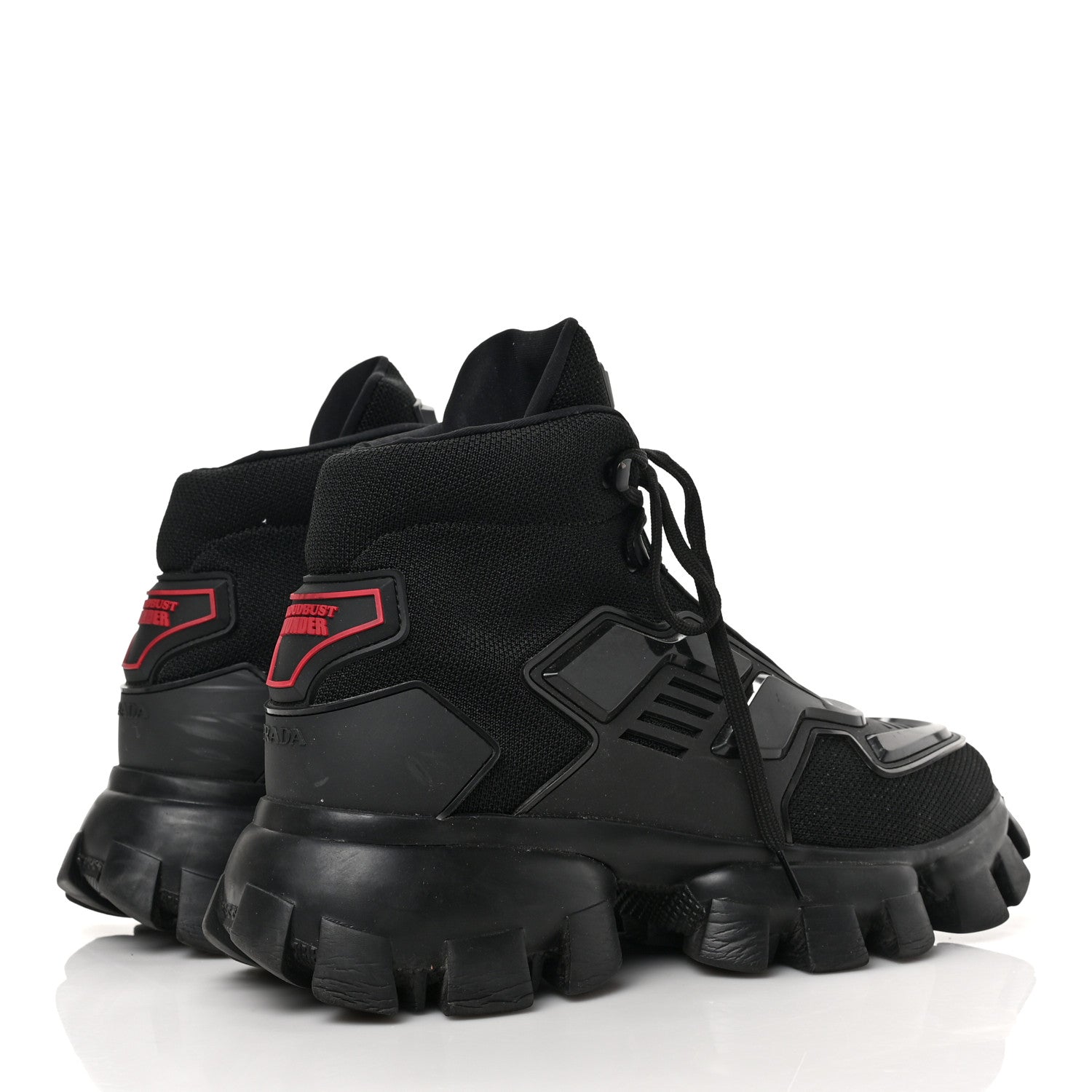 Prada Knit Fabric Cloudbust Thunder High Top Sneakers 8 Black 4 of 7