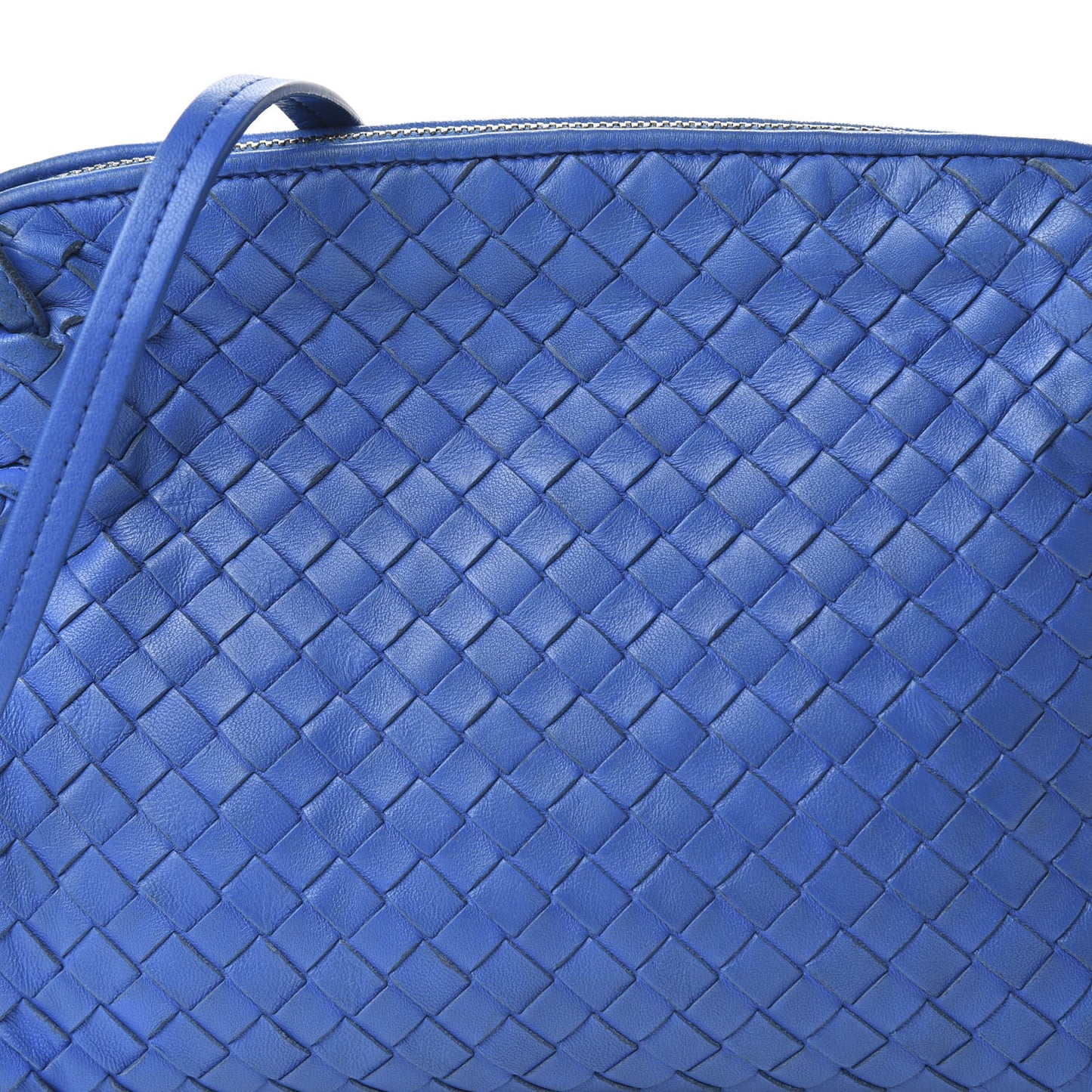 Nappa Intrecciato Nodini Crossbody Messenger Signal Blue