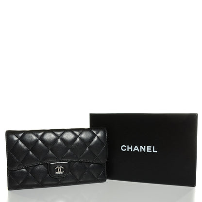 Chanel Lambskin Quilted Large Flap Wallet Black 5 of 9