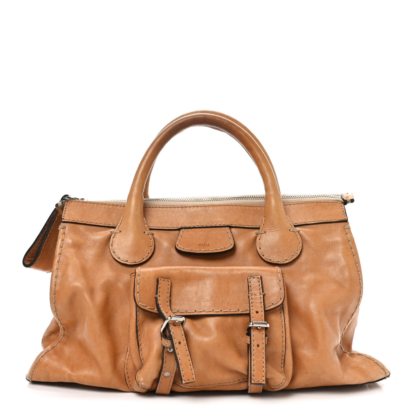 Calfskin Edith Satchel Beige
