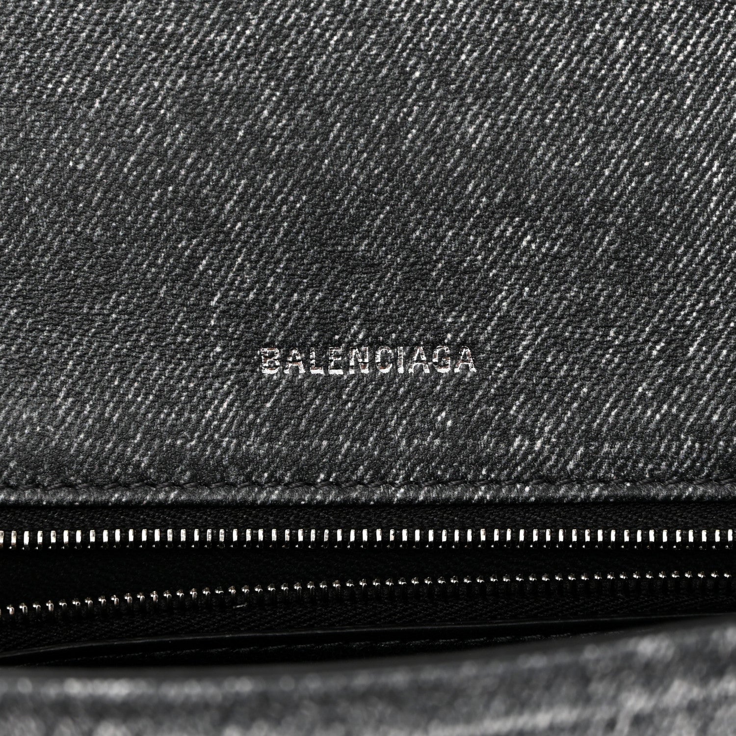 Balenciaga Nappa Denim Printed Small Hourglass Top Handle Bag Black 6 of 11