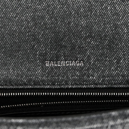 Balenciaga Nappa Denim Printed Small Hourglass Top Handle Bag Black 6 of 11