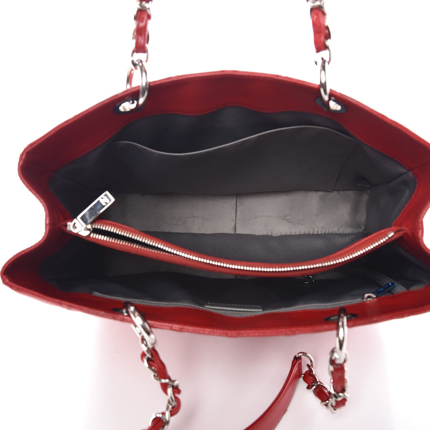 Chanel Caviar Quilted Grand Shopping Tote GST Red 5 of 13