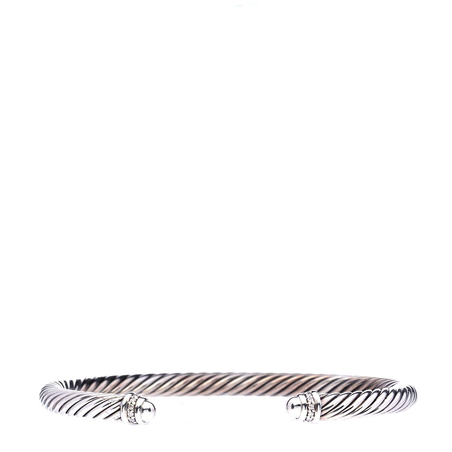 David Yurman Sterling Silver Diamond 5mm Cable Classics Dome Bracelet 1 of 5