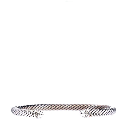 David Yurman Sterling Silver Diamond 5mm Cable Classics Dome Bracelet 1 of 5